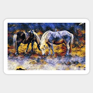 Two Horses In A Field Sticker